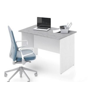 Scrivania Ibisco 80x80x74H cm. colore struttura bianco frassinato colore piano cemento
