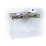 Scrivania Illia piedi in metallo bianco e piano rovere 96x51x75 HMT190642