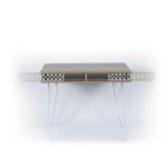 Scrivania Illia piedi in metallo bianco e piano rovere 96x51x75 HMT190642