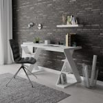 Scrivania Papillon con ripiani sulle gambe colore bianco