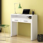 Scrivania Scrivia con piano a scomparsa con due cassetti colore bianco opaco