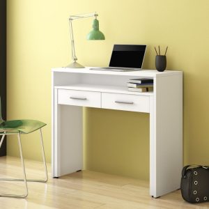 Scrivania Scrivia con piano a scomparsa con due cassetti colore bianco opaco