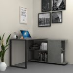 Scrivania con libreria Oslo cemento 120x60 cm