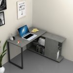 Scrivania con libreria Oslo cemento 120x60 cm