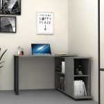 Scrivania con libreria Oslo cemento 120x60 cm