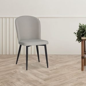 Sedia Barka in tessuto Anka 04 colore grigio chiaro con piedi neri set 4 pezzi