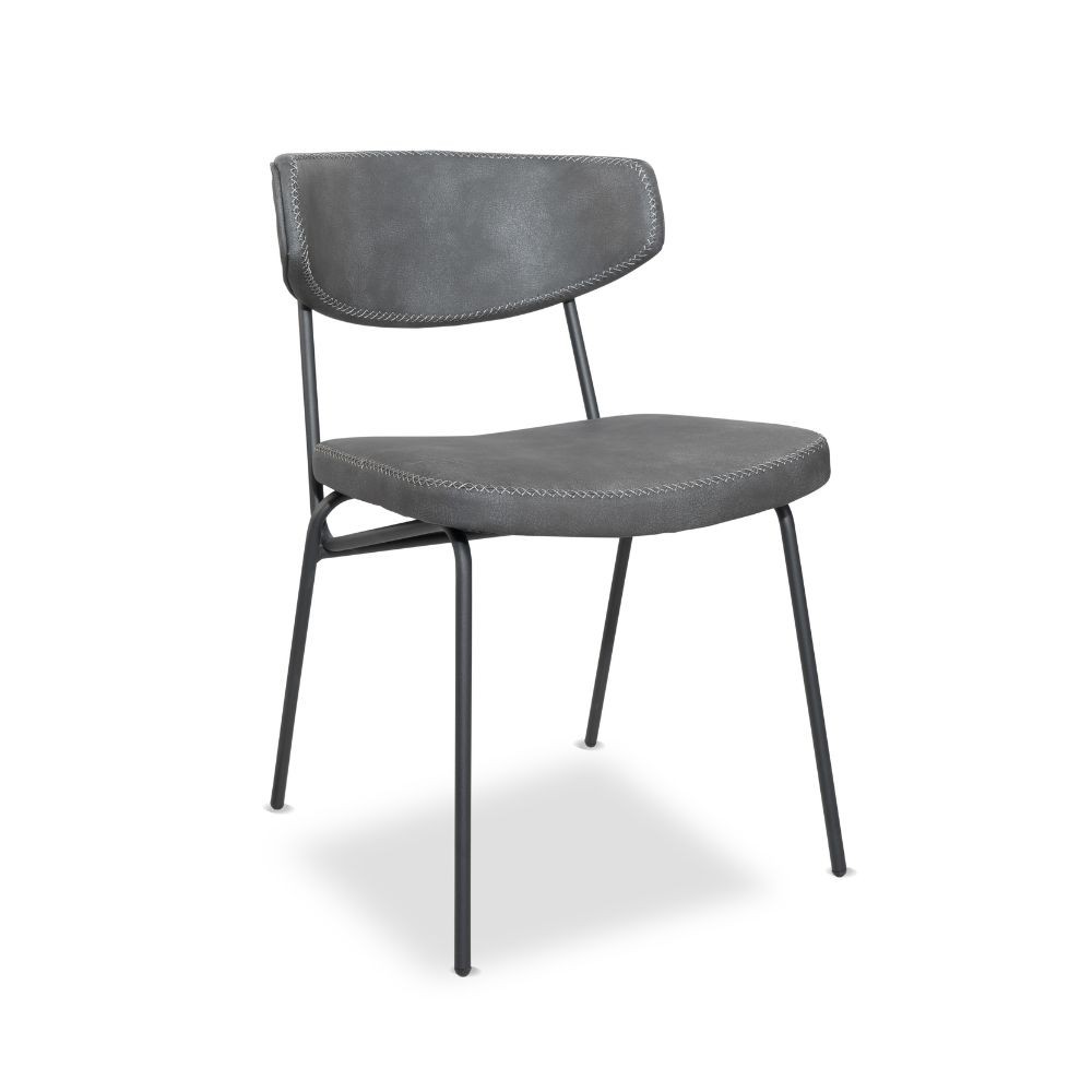 Sedia Callisto colore grigio vintage gambe metallo nero set 4 pezzi