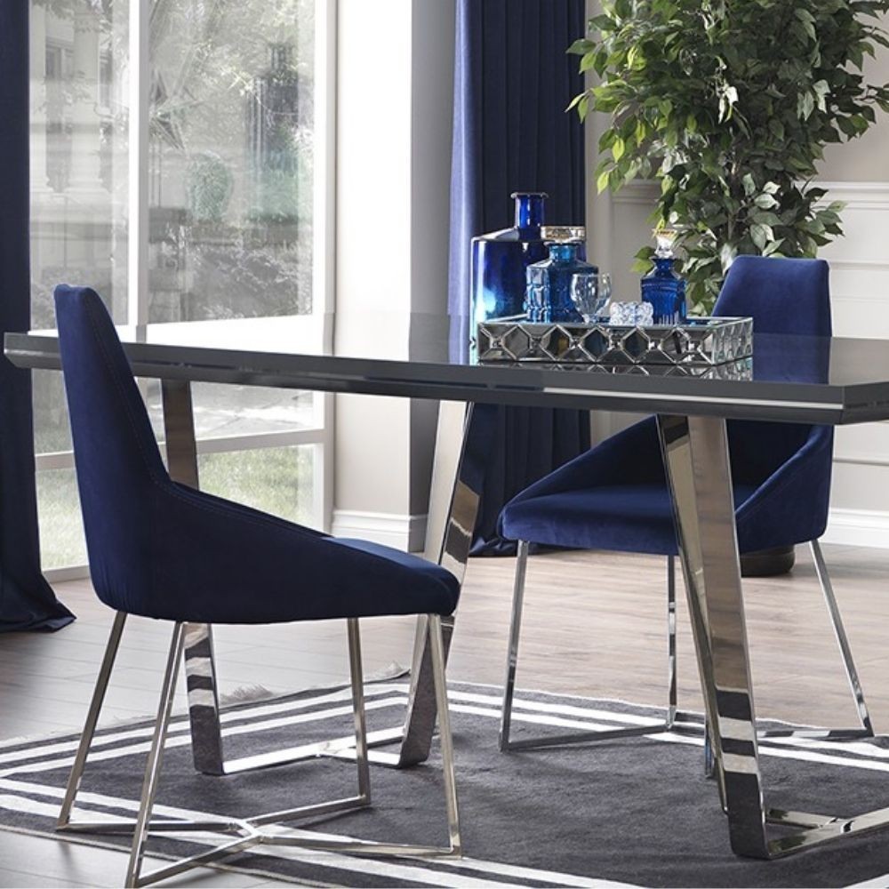 Sedia Enzio tessuto blu parliament set 2 pezzi