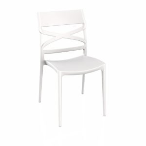 Sedia Flow in polipropilene rinforzata con fibra di vetro colore bianco set 4 pezzi