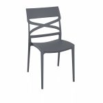 Sedia Flow in polipropilene rinforzata con fibra di vetro colore grigio metal set 4 pezzi