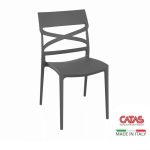 Sedia Flow in polipropilene rinforzata con fibra di vetro colore grigio metal set 4 pezzi