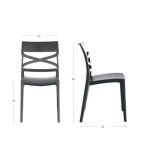 Sedia Flow in polipropilene rinforzata con fibra di vetro colore grigio metal set 4 pezzi