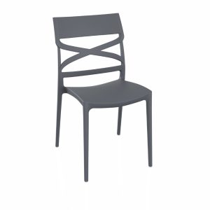 Sedia Flow in polipropilene rinforzata con fibra di vetro colore grigio metal set 4 pezzi