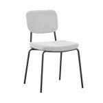 Sedia Juno in tessuto colore grigio chiaro e struttura in metallo nero set 4 pezzi