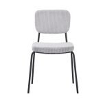 Sedia Juno in tessuto colore grigio chiaro e struttura in metallo nero set 4 pezzi