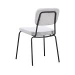 Sedia Juno in tessuto colore grigio chiaro e struttura in metallo nero set 4 pezzi