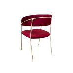 Sedia Key tessuto rosso scuro e struttura oro set 4 pezzi