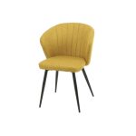 Sedia Krid tessuto giallo e piedi metallo nero set 2 pezzi