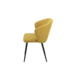 Sedia Krid tessuto giallo e piedi metallo nero set 2 pezzi