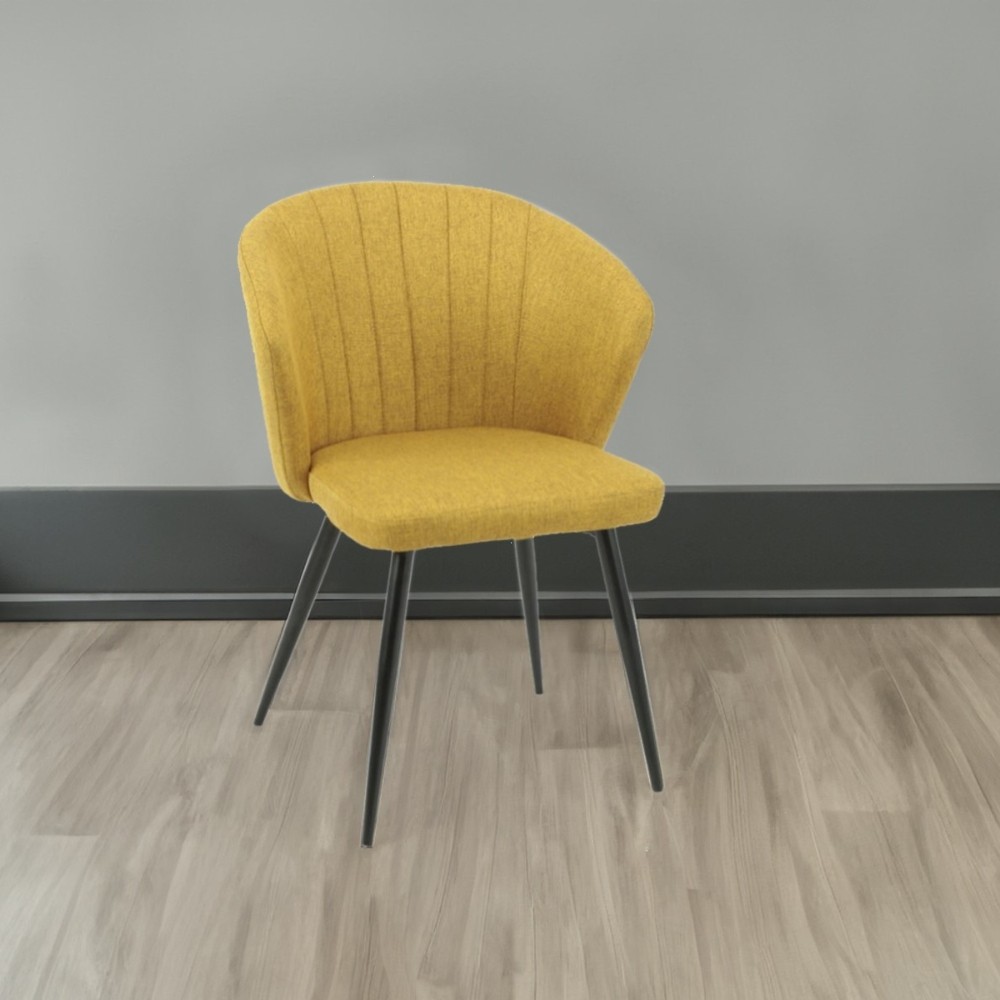 Sedia Krid tessuto giallo e piedi metallo nero set 2 pezzi