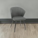 Sedia Krid tessuto grigio scuro e piedi metallo nero set 2 pezzi