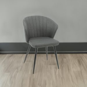 Sedia Krid tessuto grigio scuro e piedi metallo nero set 2 pezzi