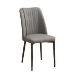 Sedia Linus con seduta in ecopelle grigio e gambe in metallo nero set 4 pezzi