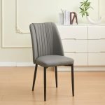 Sedia Linus con seduta in ecopelle grigio e gambe in metallo nero set 4 pezzi