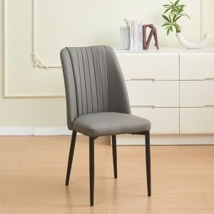 Sedia Linus con seduta in ecopelle grigio e gambe in metallo nero set 4 pezzi