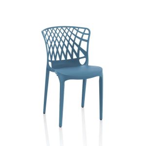Sedia Logan polipropilene blu petrolio schienale avvolgente traforato set 4 pezzi