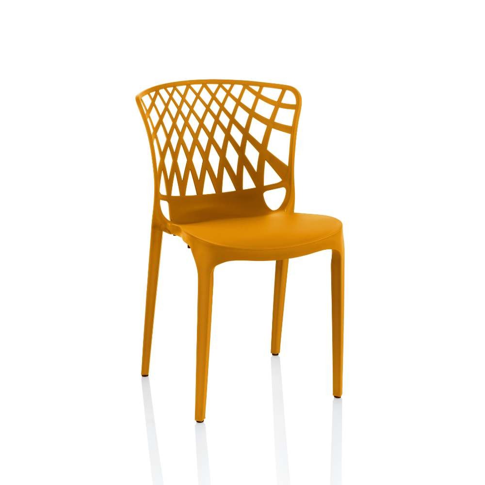 Sedia Logan polipropilene giallo senape schienale avvolgente traforato set 4 pezzi