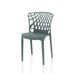 Sedia Logan polipropilene grigio metal schienale avvolgente traforato set 4 pezzi