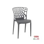 Sedia Logan polipropilene grigio metal schienale avvolgente traforato set 4 pezzi