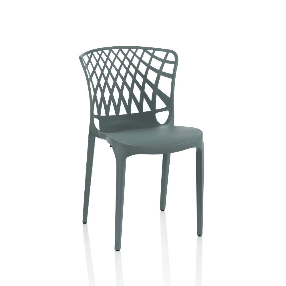 Sedia Logan polipropilene grigio metal schienale avvolgente traforato set 4 pezzi