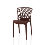 Sedia Logan polipropilene marrone schienale avvolgente traforato set 4 pezzi