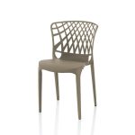 Sedia Logan polipropilene tortora schienale avvolgente traforato set 4 pezzi