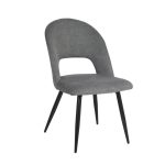 Sedia Lunetta imbottita in tessuto grigio con gambe nere set 2 pezzi