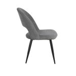 Sedia Lunetta imbottita in tessuto grigio con gambe nere set 2 pezzi
