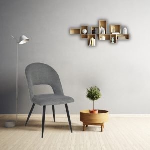Sedia Lunetta imbottita in tessuto grigio con gambe nere set 2 pezzi