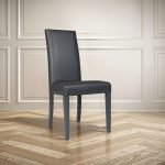 Sedia Nancy in ecopelle piombo con gambe in tinta