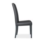 Sedia Nancy in ecopelle piombo con gambe in tinta