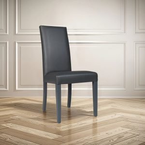 Sedia Nancy in ecopelle piombo con gambe in tinta