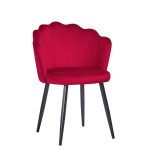 Sedia Omni velluto rosso con gambe metallo nero set 4 pezzi