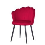 Sedia Omni velluto rosso con gambe metallo nero set 4 pezzi
