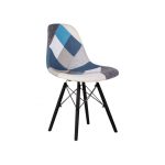 Sedia Perdita in tessuto patchwork con gambe in legno con supporto in metallo nero set 4 pezzi