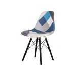 Sedia Perdita in tessuto patchwork con gambe in legno con supporto in metallo nero set 4 pezzi