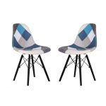 Sedia Perdita in tessuto patchwork con gambe in legno con supporto in metallo nero set 4 pezzi