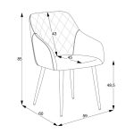 Sedia Rarra in tessuto Anka 06 tortora e gambe nere set 2 pezzi