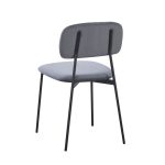 Sedia Shen in vellutino colore grigio e struttura in metallo nero set 4 pezzi