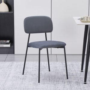 Sedia Shen in vellutino colore grigio e struttura in metallo nero set 4 pezzi